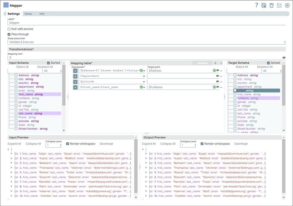 Mapper Snap Configuration