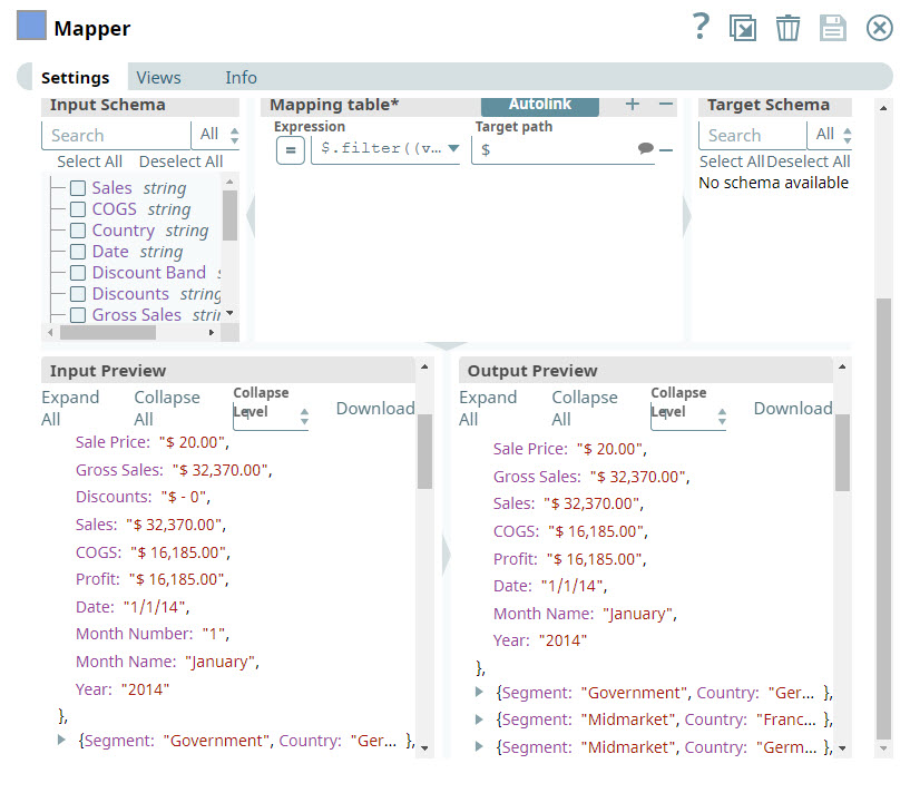 Mapper Snap Configuration
