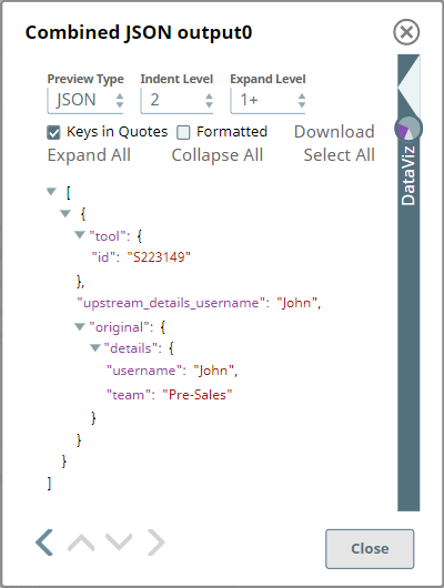 Output JSON from Combined JSON Snap