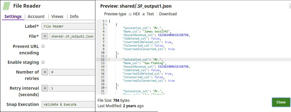 File Reader Snap configuration