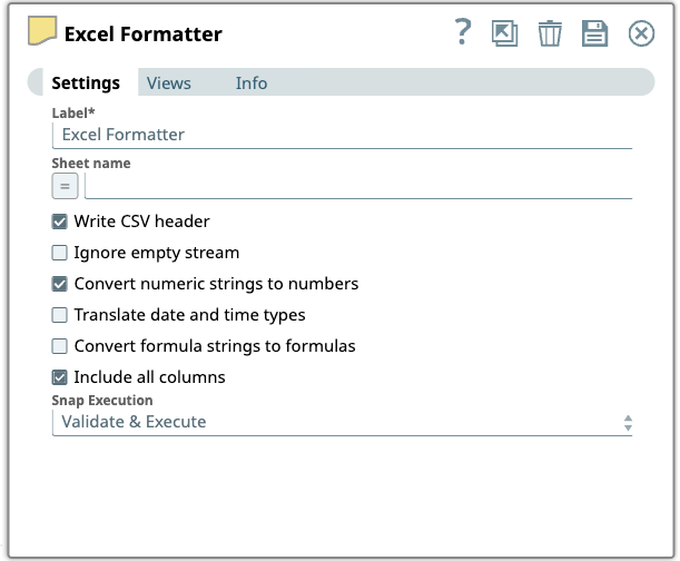 Excel Formatter Configuration Settings