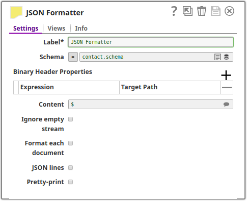 JSON Formatter Snap with Schema