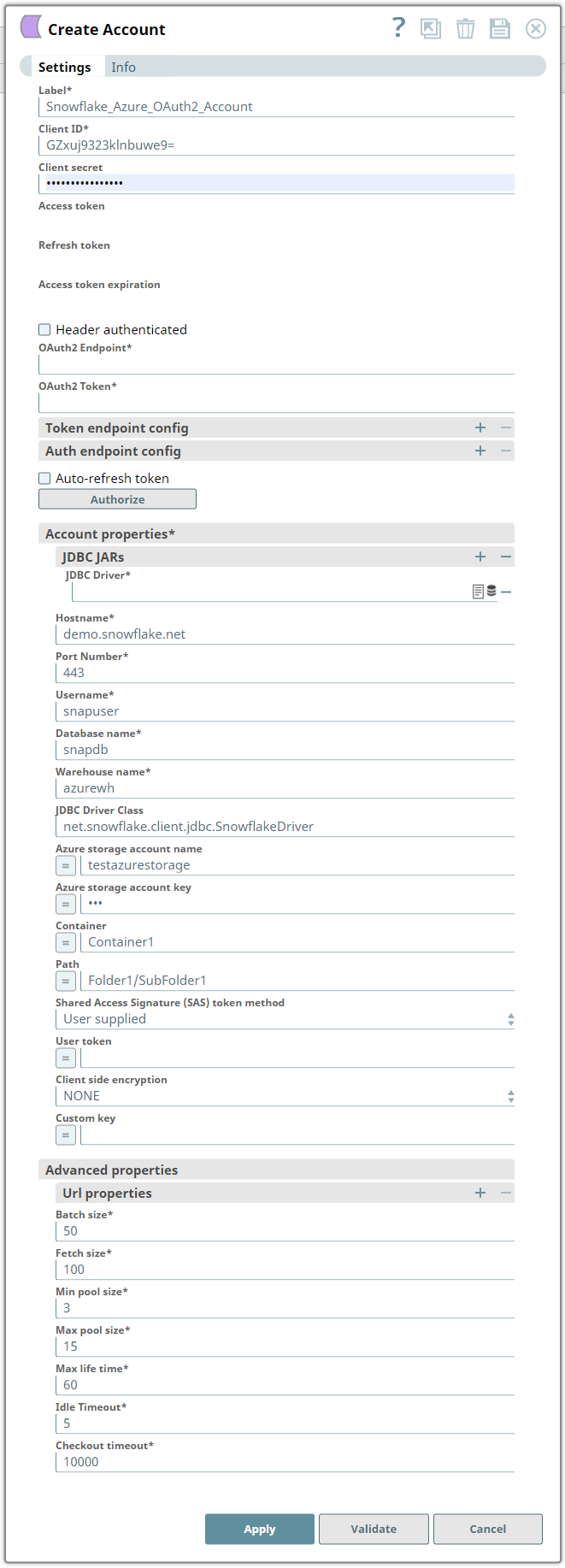 Snowflake Azure OAuth2 account