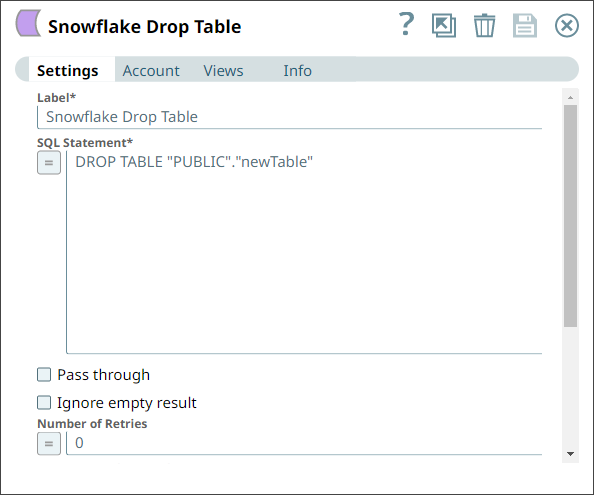 Snowflake drop table