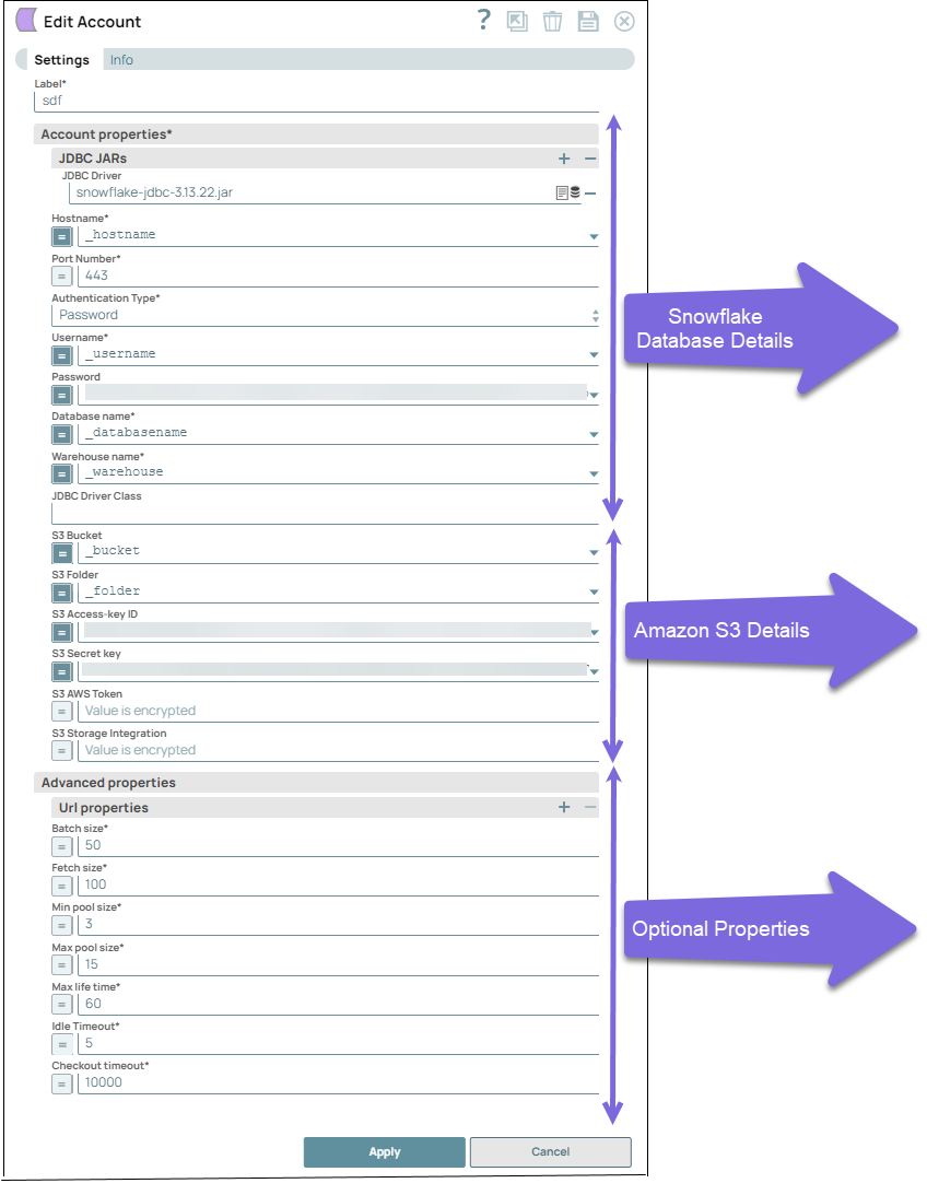 Snowflake account settings