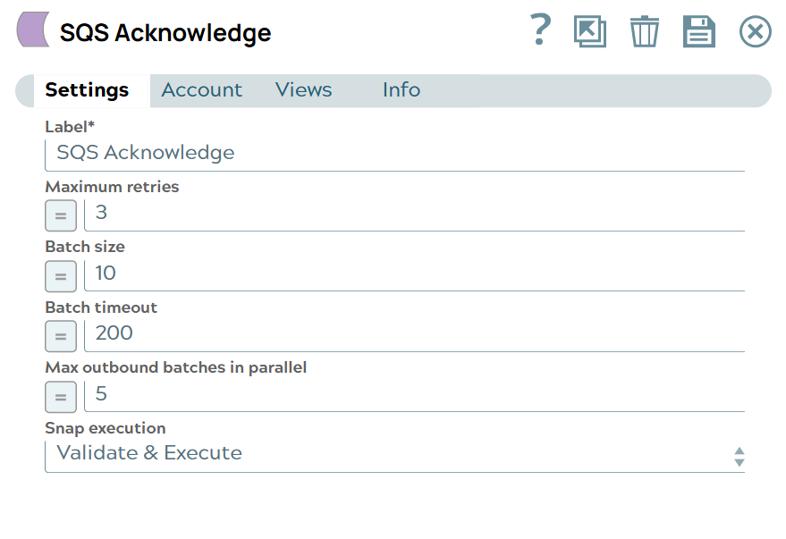 SQS Acknowledge Snap configuration