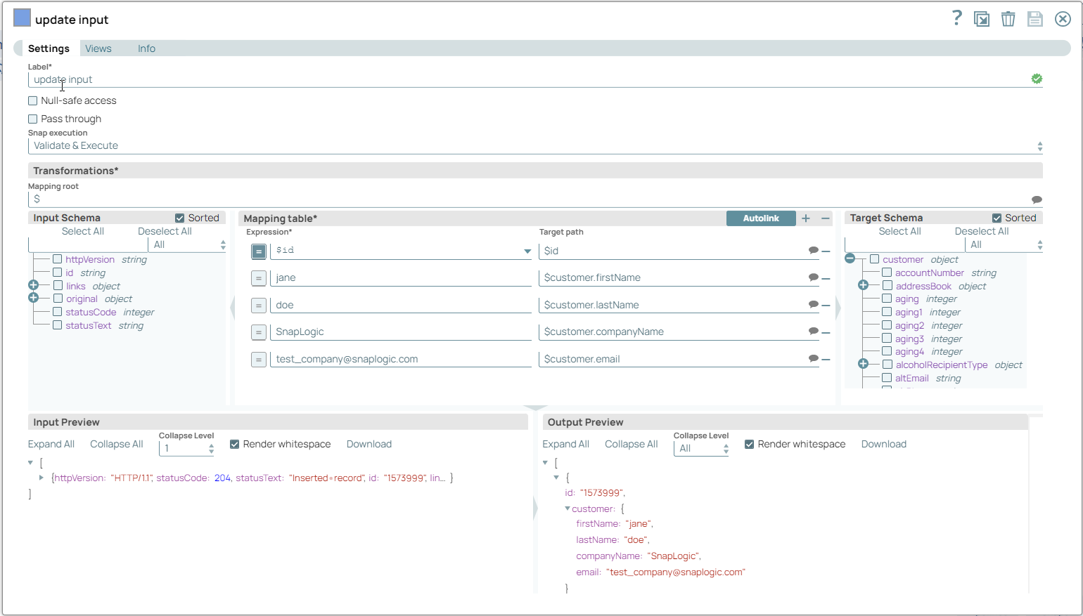 Mapper Snap configuration