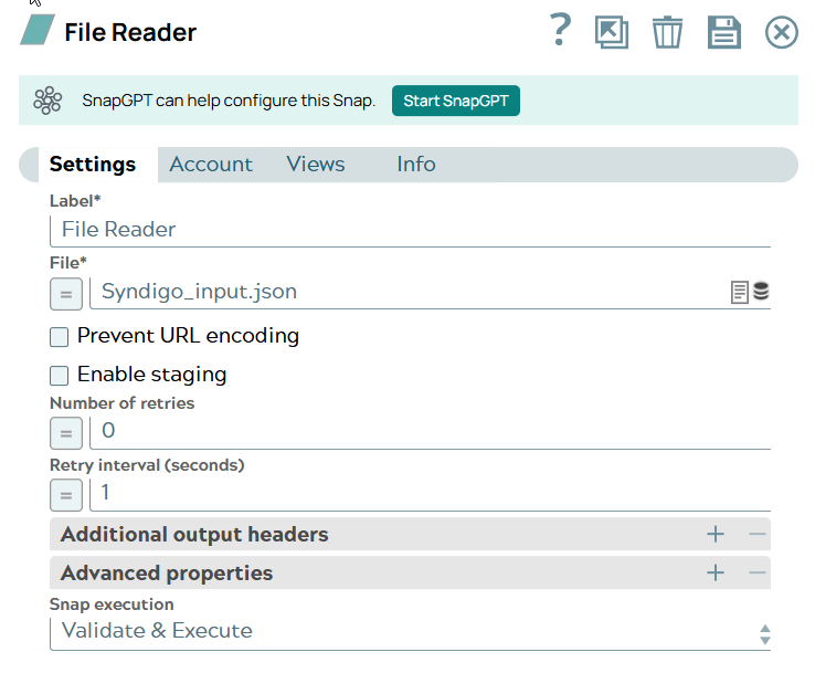 File Reader Snap configuration