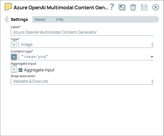 Azure OpenAI Multimodal Content Generator Snap configuration
