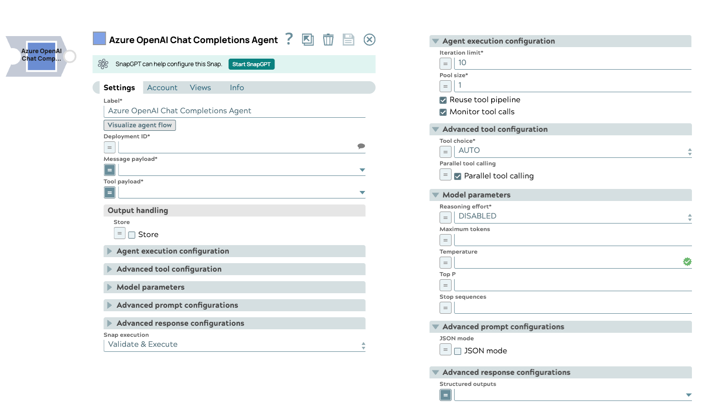 Snap dialog with fieldsets expanded on the right side