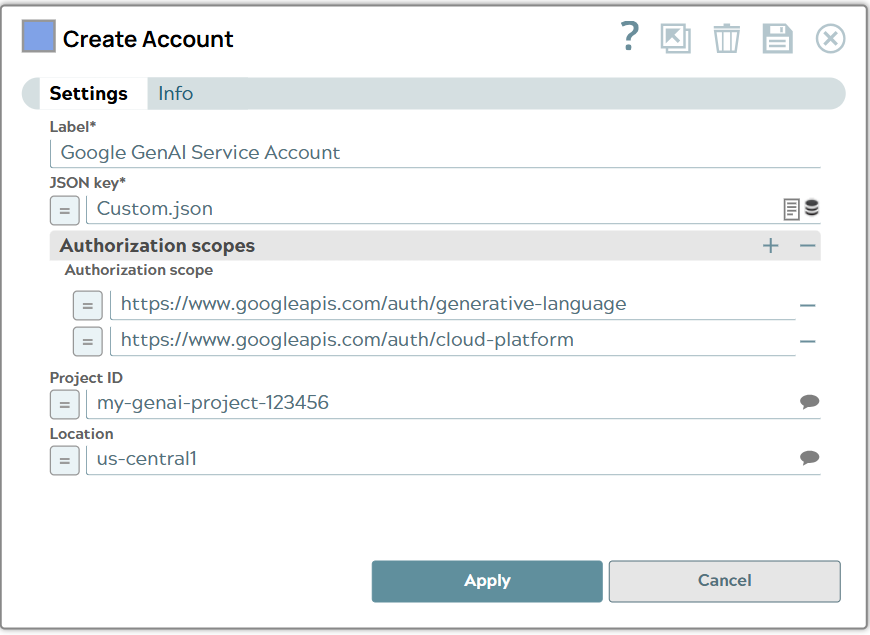 Google GenAI Service Account