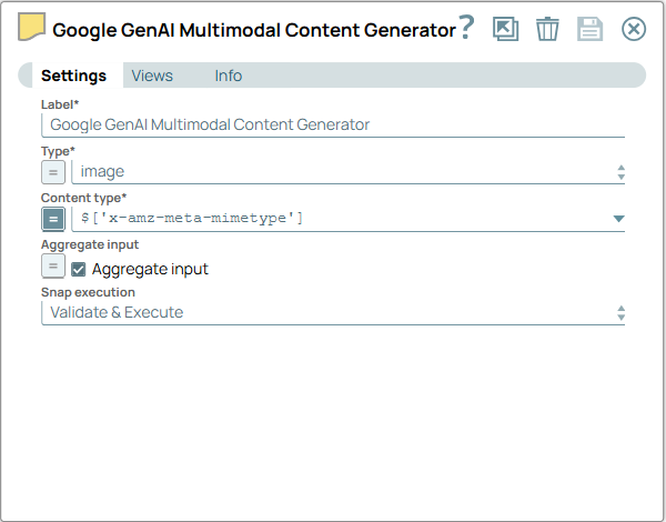 Google GenAI Multimodal Content Generator Snap configuration