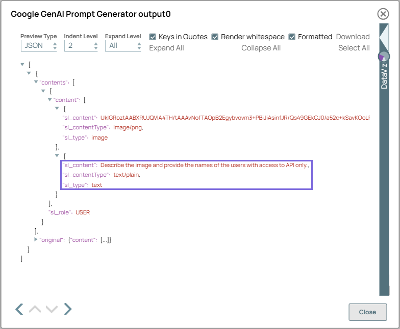 Google GenAI Prompt Generator Snap output
