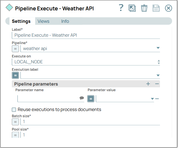 Pipeline Execute Snap configuration
