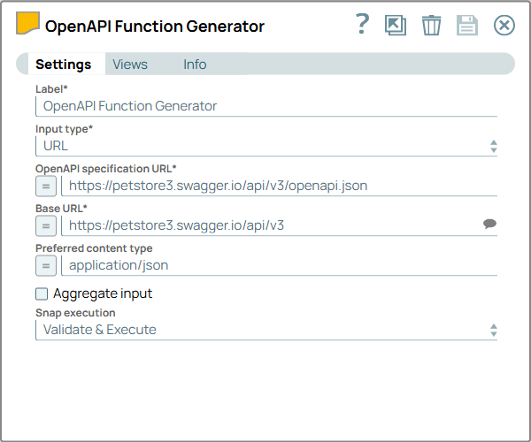 OpenAPI Function Generator Snap configuration