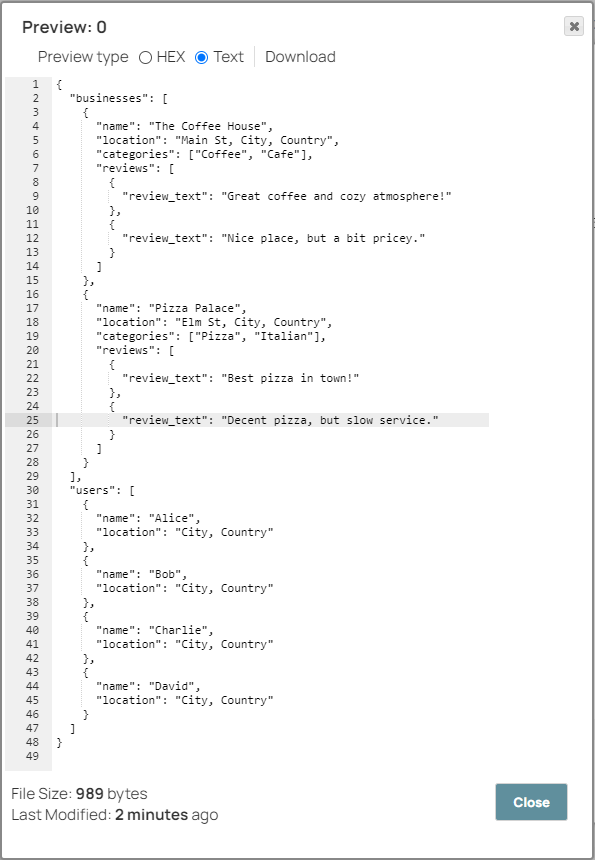 File Reader Snap Preview