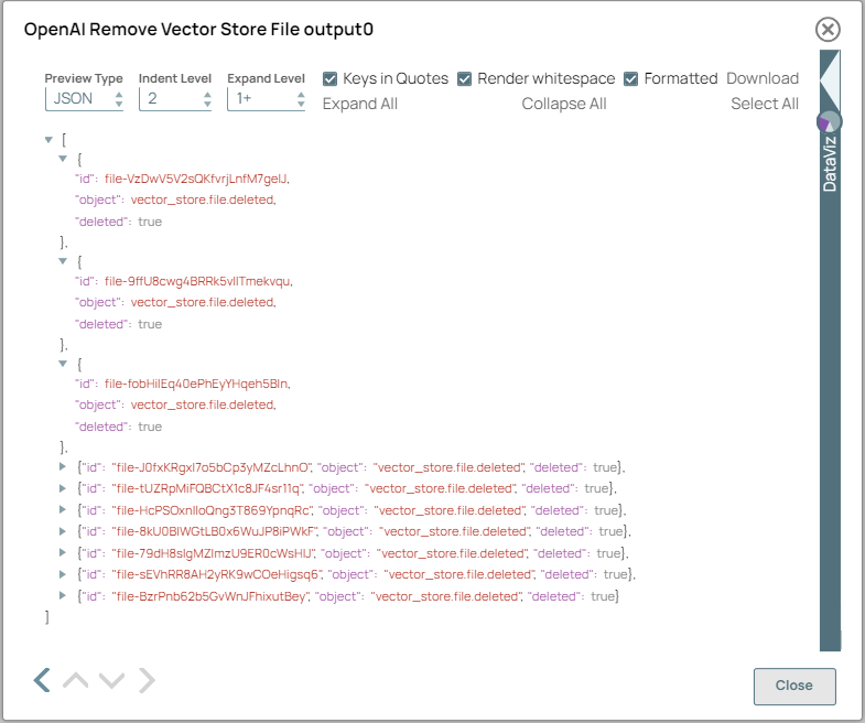 OpenAI Remove Vector Store File Snap output