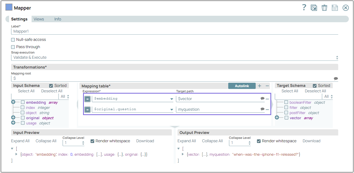 Mapper Snap configuration
