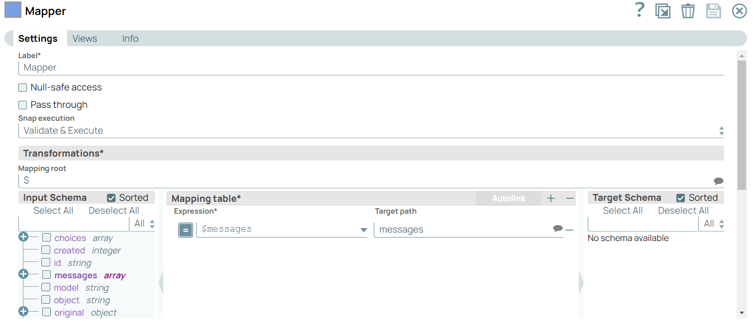 Mapper Snap configuration