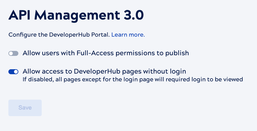 API Management 3.0 settings