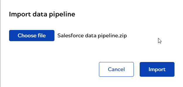 Import data pipeline wizard