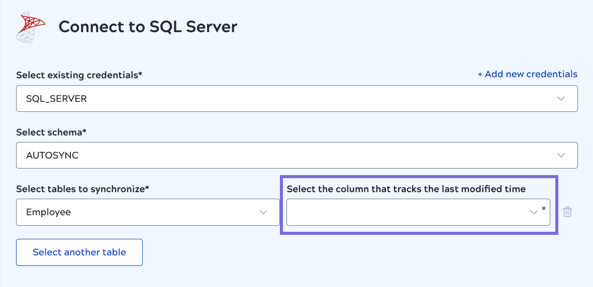 Choose a column with a timestamp