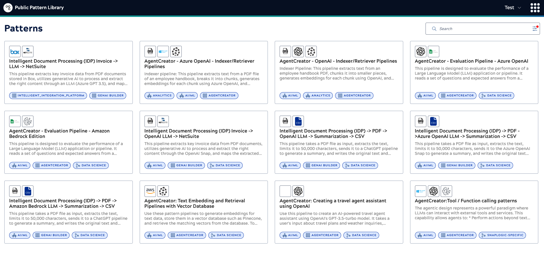 A view of existing AgentCreator patterns.