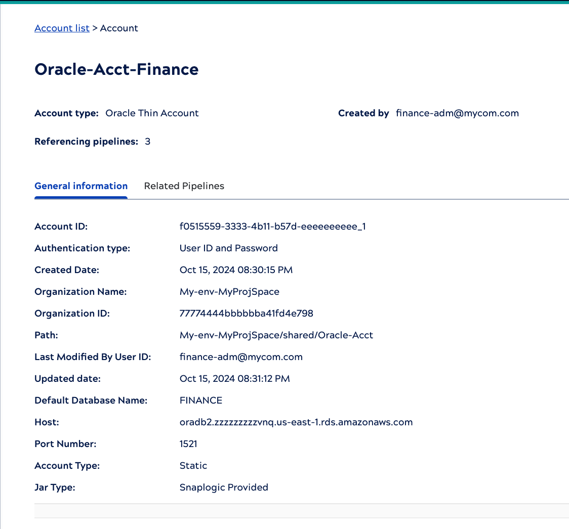 Asset catalog account details General tab