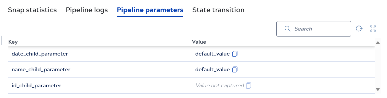 Pipeline parameters tab