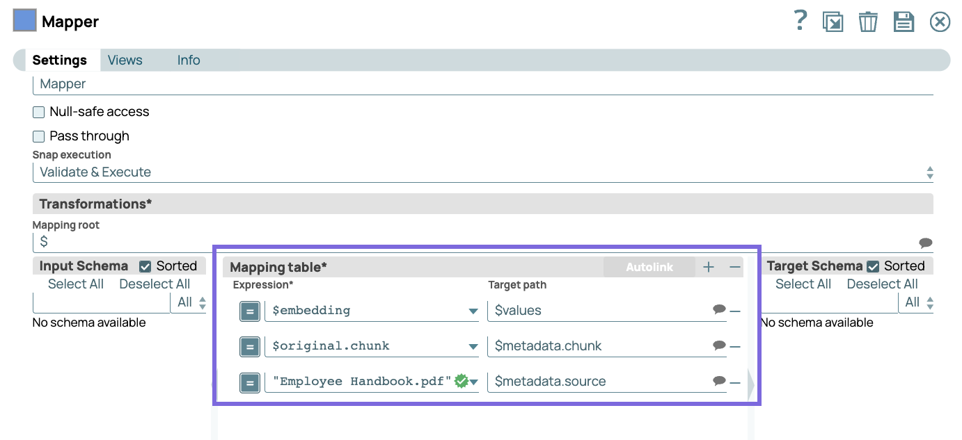 Mapper Snap Configuration