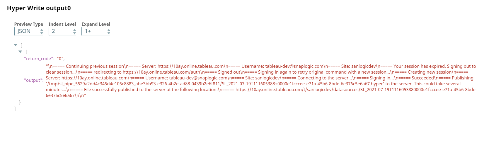 Hyper Write Snap output