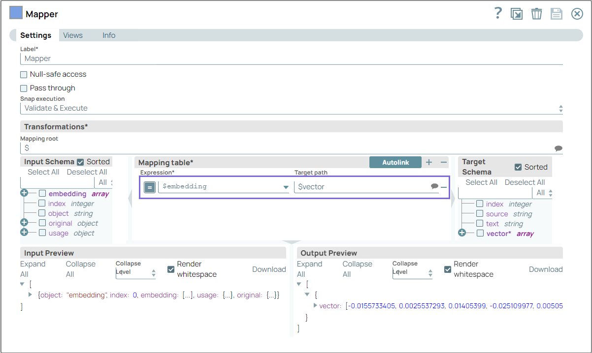 Mapper Snap configuration