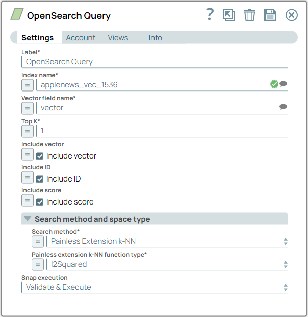 OpenSearch Query Snap configuration