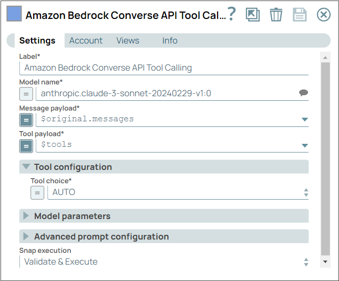 Amazon Bedrock Converse API Tool Calling configuration