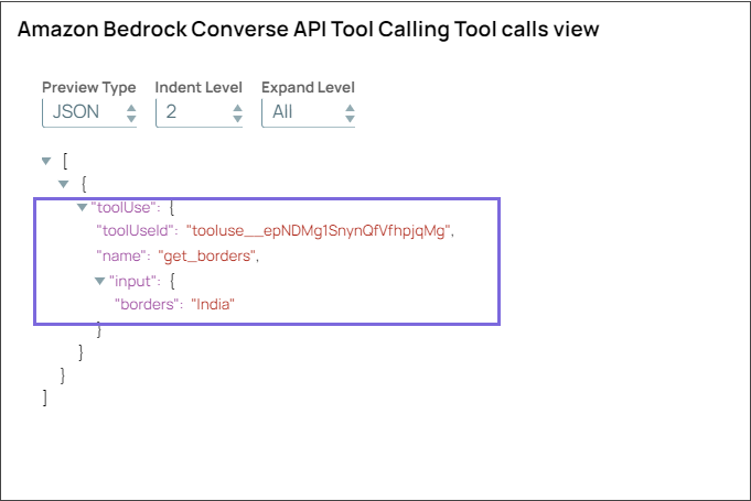 Amazon Bedrock Converse API Tool Calling output