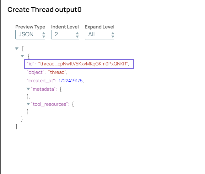 Create Thread Snap output