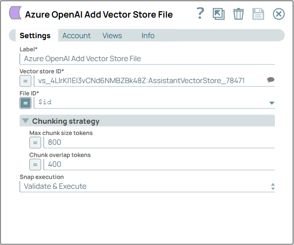 Azure OpenAI List Files Snap configuration