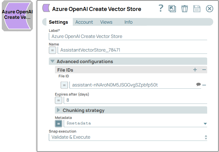 Azure OpenAI Create Vector Store Snap Overview