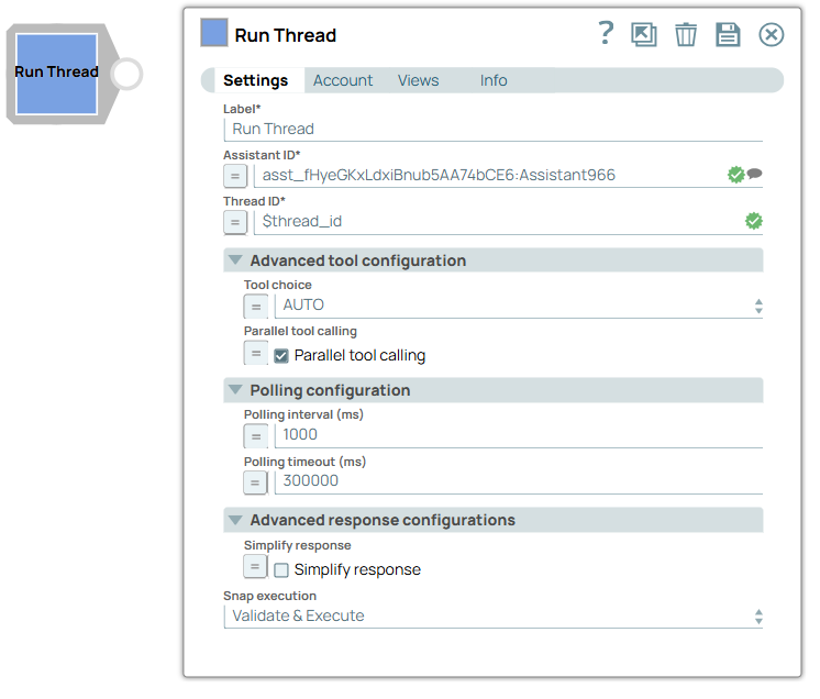 Run Thread Snap Configuration
