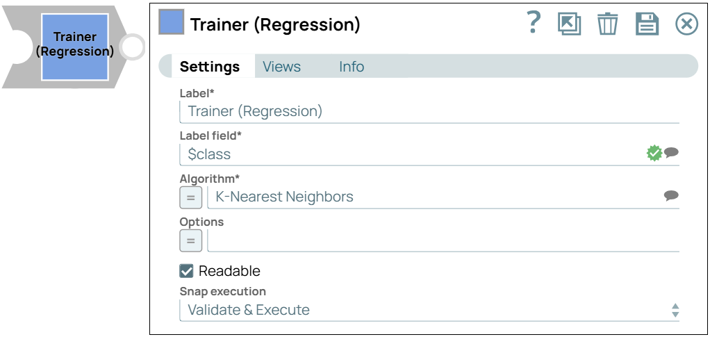 Trainer (Regression) Snap settings