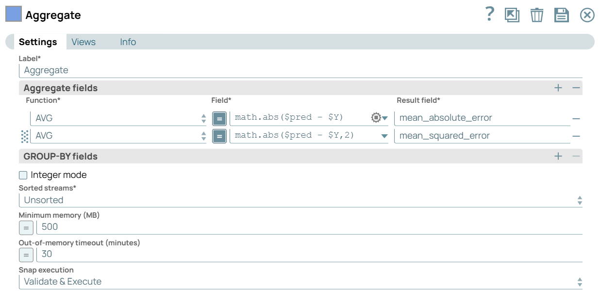 Aggregate Snap Settings
