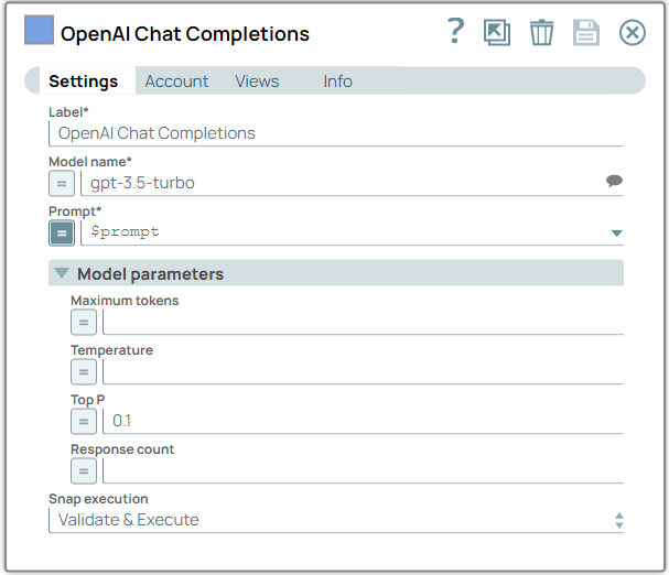 OpenAI Chat Completions Snap configuration