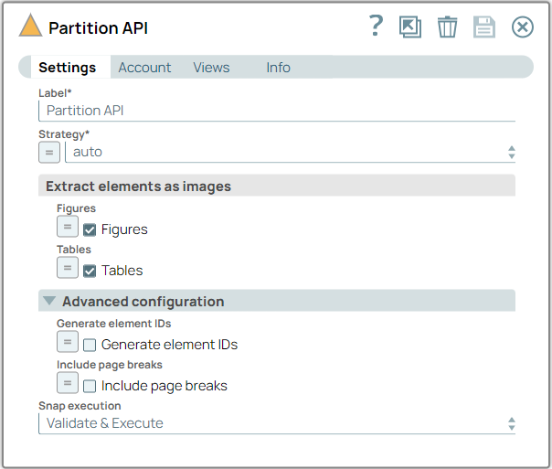 Partition API Snap configuration