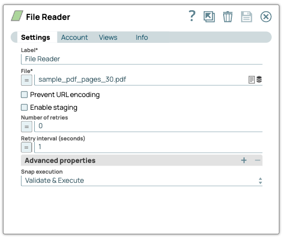 File Reader Snap configuration