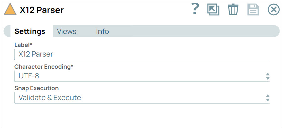 X12 Parser Snap Settings