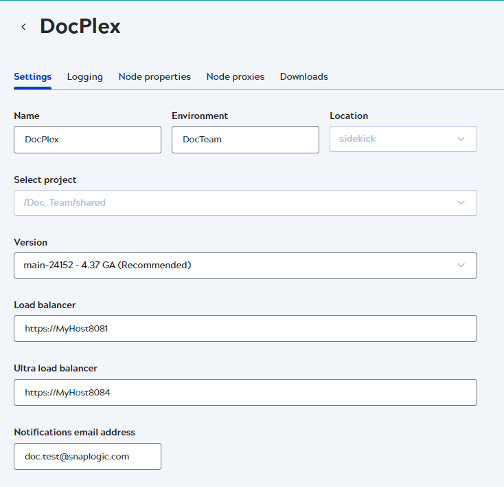 Admin Manager Update Snaplexes screen
