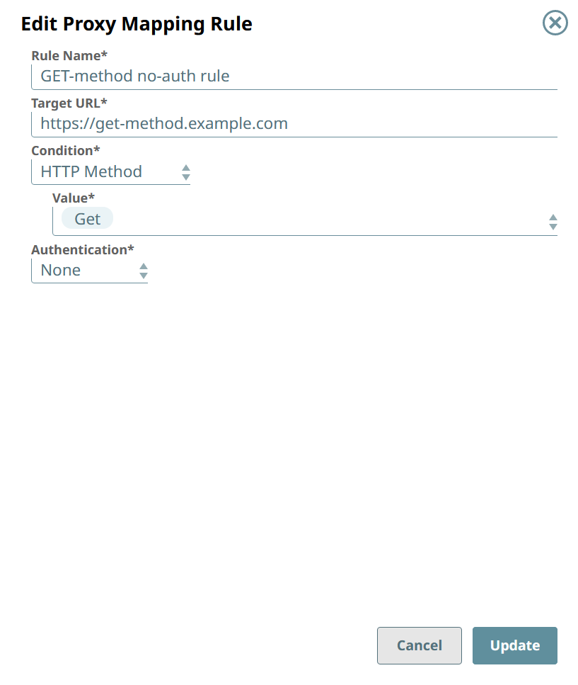 Edit Proxy Mapping Rule dialog