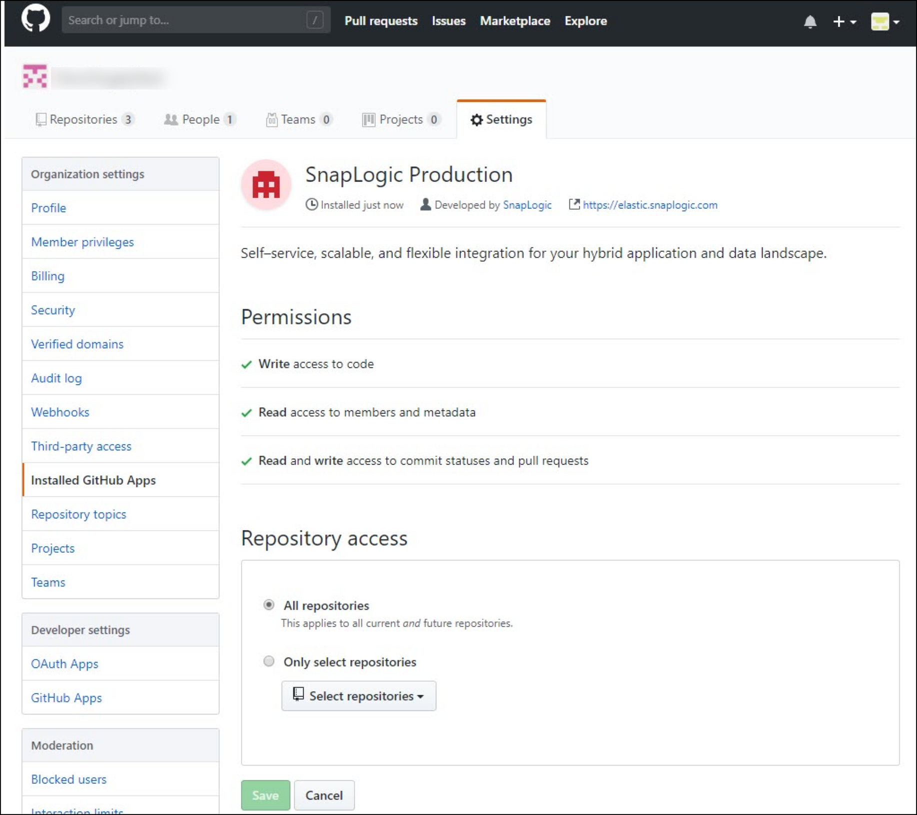Repository access settings