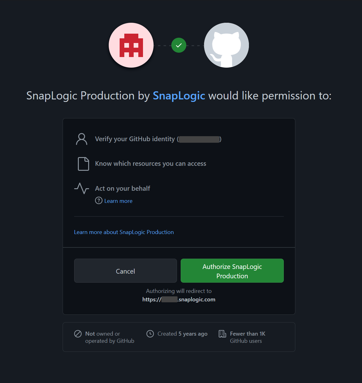 Example authorization dialog in GitHub