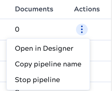 Execution overview Actions menu